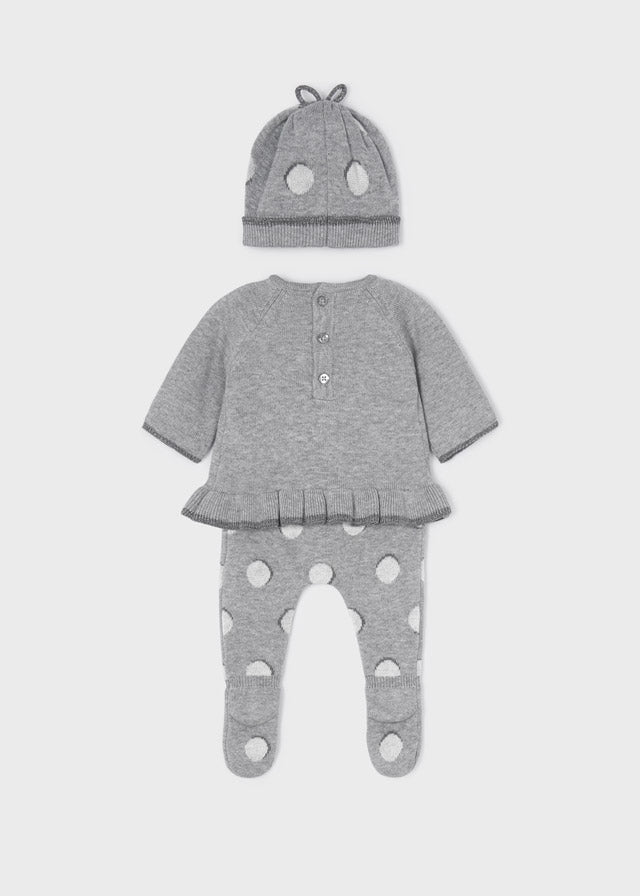 Conjunto pantalón de tricot con gorro recién nacido MAYORAL ECOFRIENDS Ref. 12/2505/39 Fog Vig