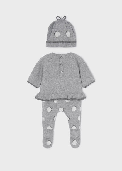 Conjunto pantalón de tricot con gorro recién nacido MAYORAL ECOFRIENDS Ref. 12/2505/39 Fog Vig