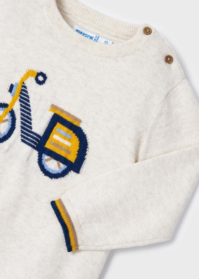 Conjunto pantalón y suéter con intarsia para bebé Cafe SKU-2538
