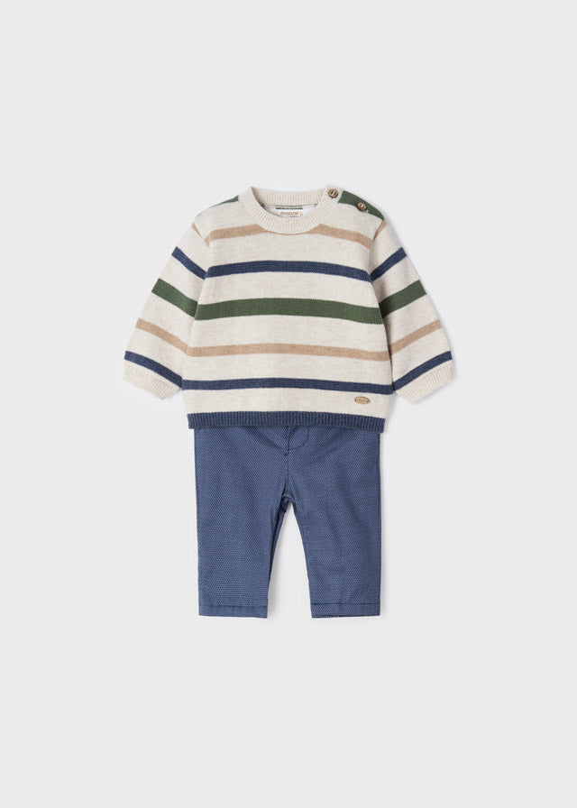 Conjunto pantalón y suéter para recién nacido Sku 2521 Color Milk Vig
