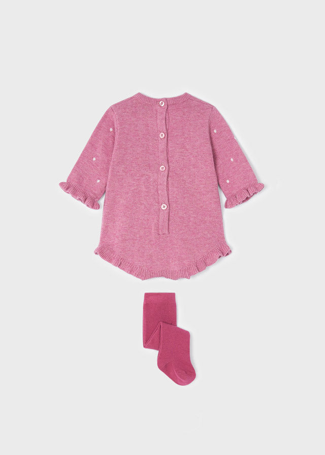 Conjunto peto de tricot con mallas recién nacido ECOFRIENDS Berry vig SKU-2638
