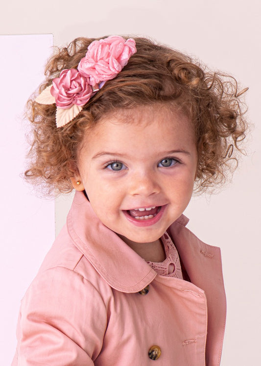 Diadema elástica con aplique floral para bebé Art. 23-10423-010 Rosado