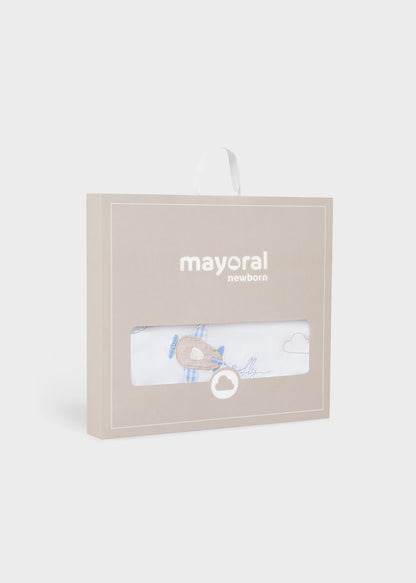 Manta con motivo infantil de algodón sostenible para bebé MAYORAL Ref. 23/9247/85 Blanco