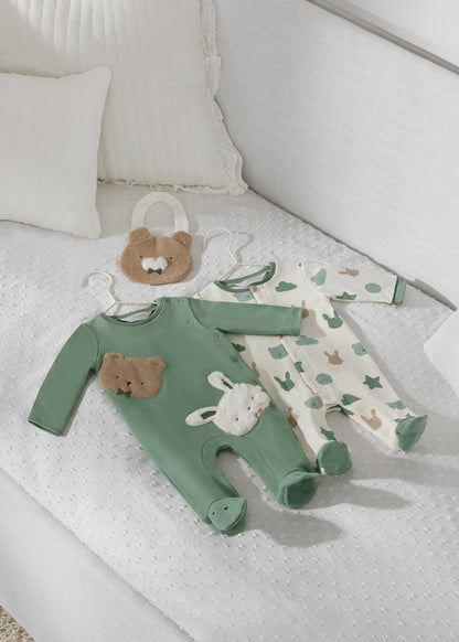 Pack 2 pijamas con babero para recién nacido ECOFRIENDS Mineral SKU-2628
