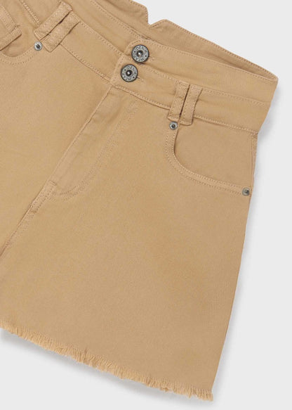 Pantalón corto con tiro alto de algodón para chica MAYORAL Ref. 23/6239/10 Tostado