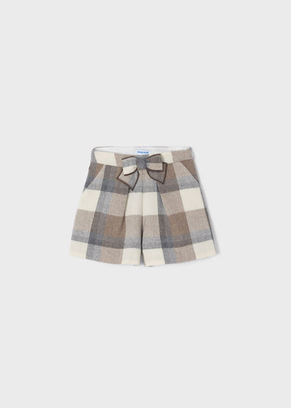 Pantalón corto de cuadros grandes para niña MAYORAL Ref. 4211/25 Topo