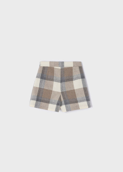Pantalón corto de cuadros grandes para niña MAYORAL Ref. 4211/25 Topo