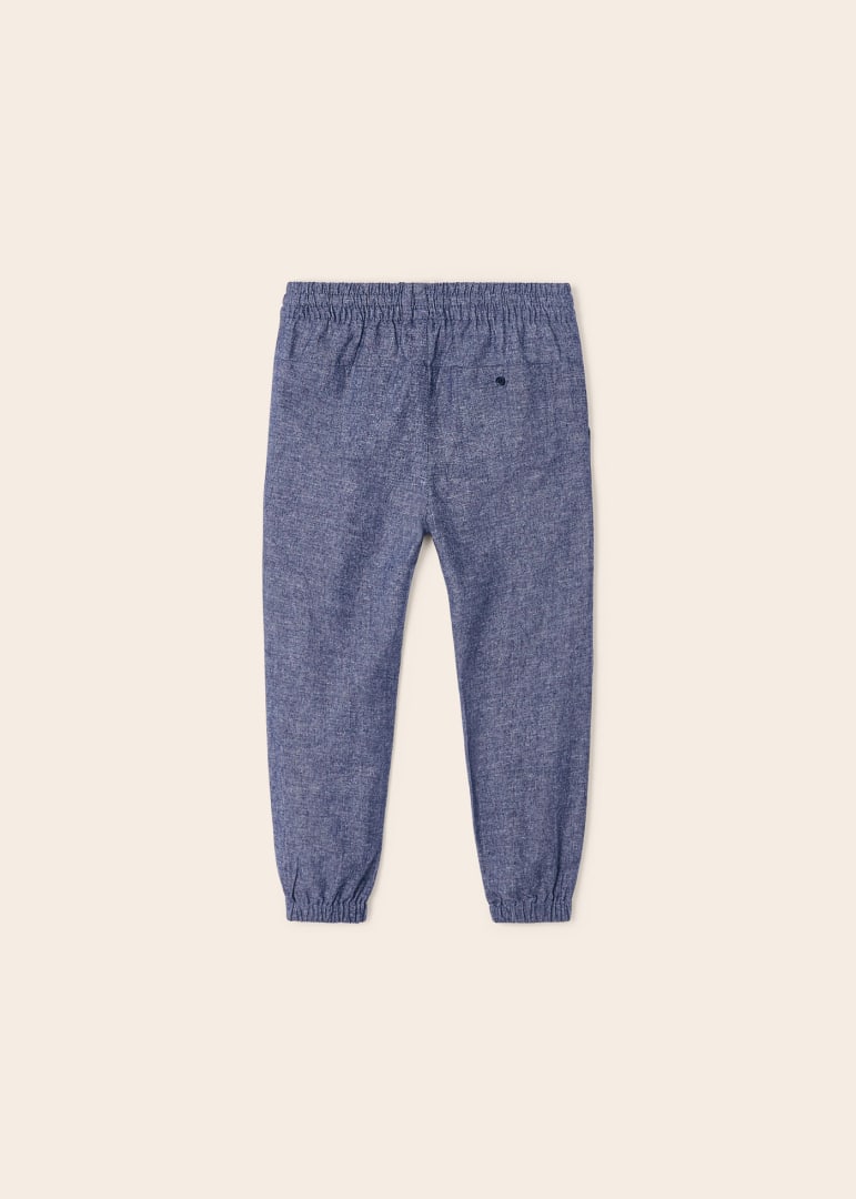 Pantalón largo jogger en lino para niño AZUL 3515