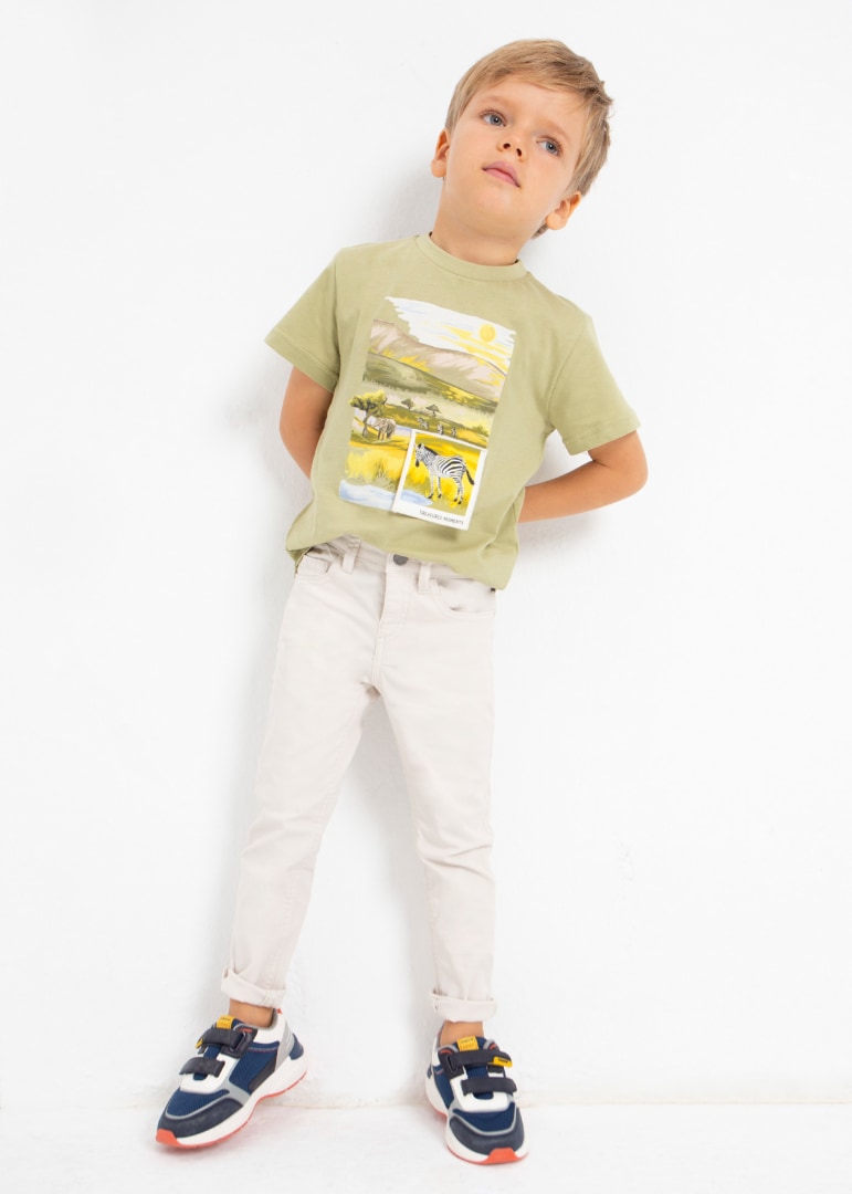 Pantalón slim fit de algodón sostenible para niño Art. 23-00509-019 Piedra