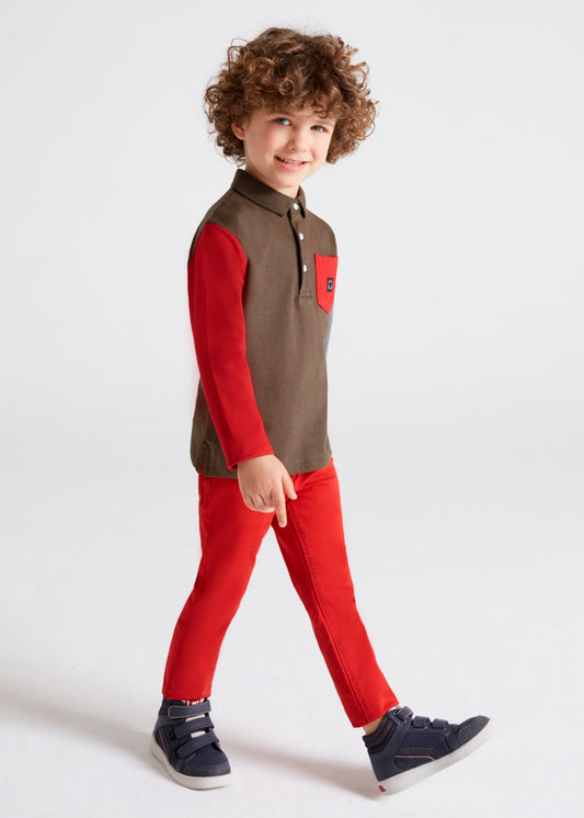 Pantalón slim fit para niño SKU-517 Color 33 Goji