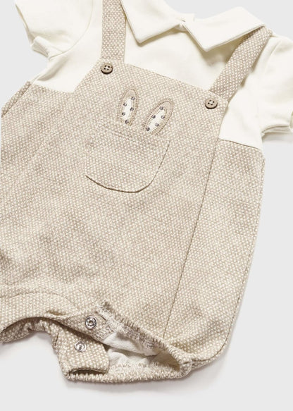 Peto de algodón sostenible con gorro para recién nacido Art. 23-01614-010 Beige