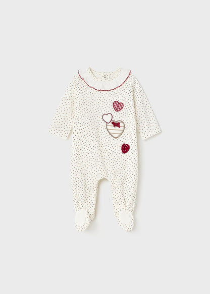 Pijama con cuello de algodón sostenible para recién nacido MAYORAL Ref. 23/1738/23 Crudo