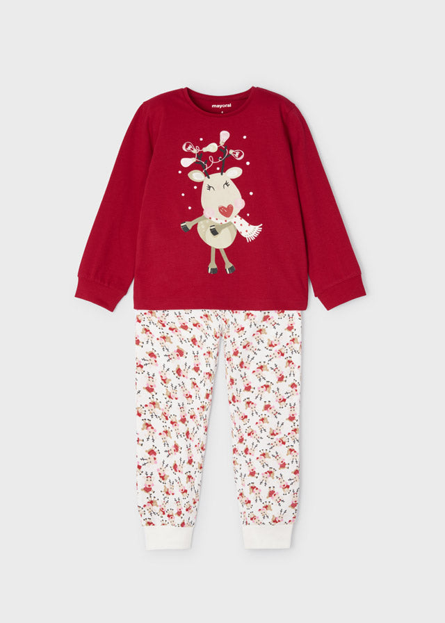 Pijama con estampado navideño para niña ECOFRIENDS Rojo SKU-4757
