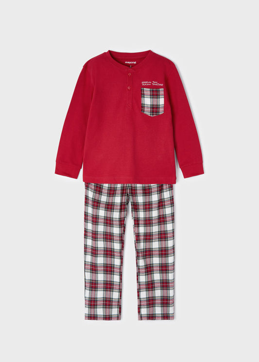 Pijama de cuadros con bolsa para niño SKU-4754 Color  67 Rojo