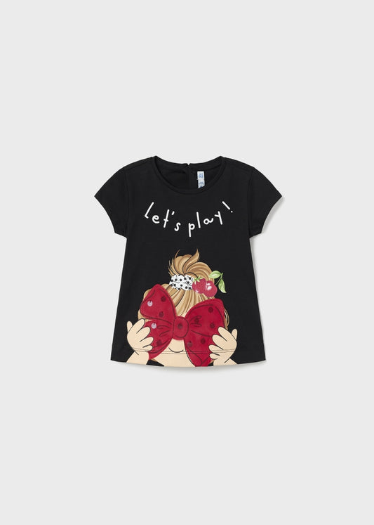 Playera con motivo estampado de algodón sostenible para bebé Art. 23-01013 Negro