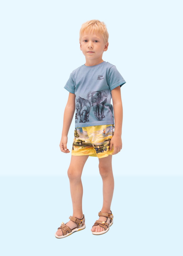 Playera de manga corta con motivo estampado para niño CELESTE SKU 3011