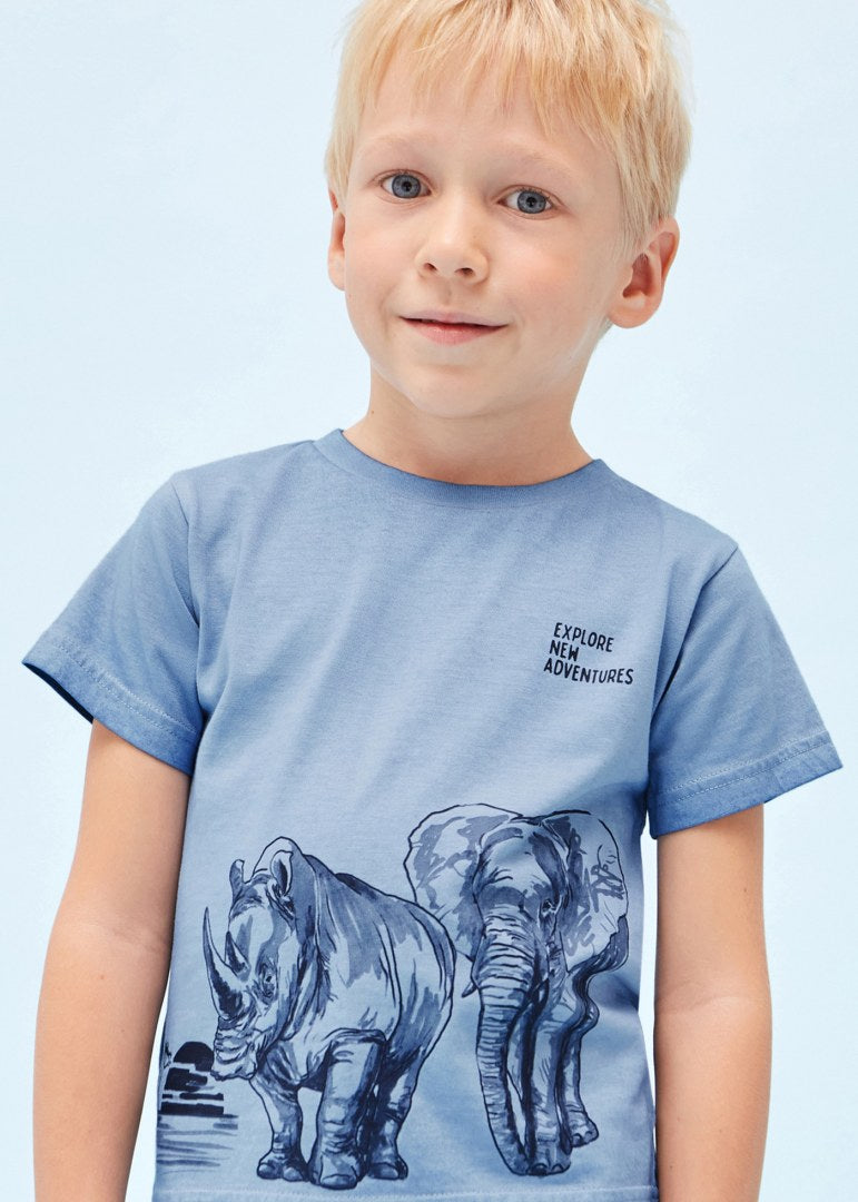 Playera de manga corta con motivo estampado para niño CELESTE SKU 3011