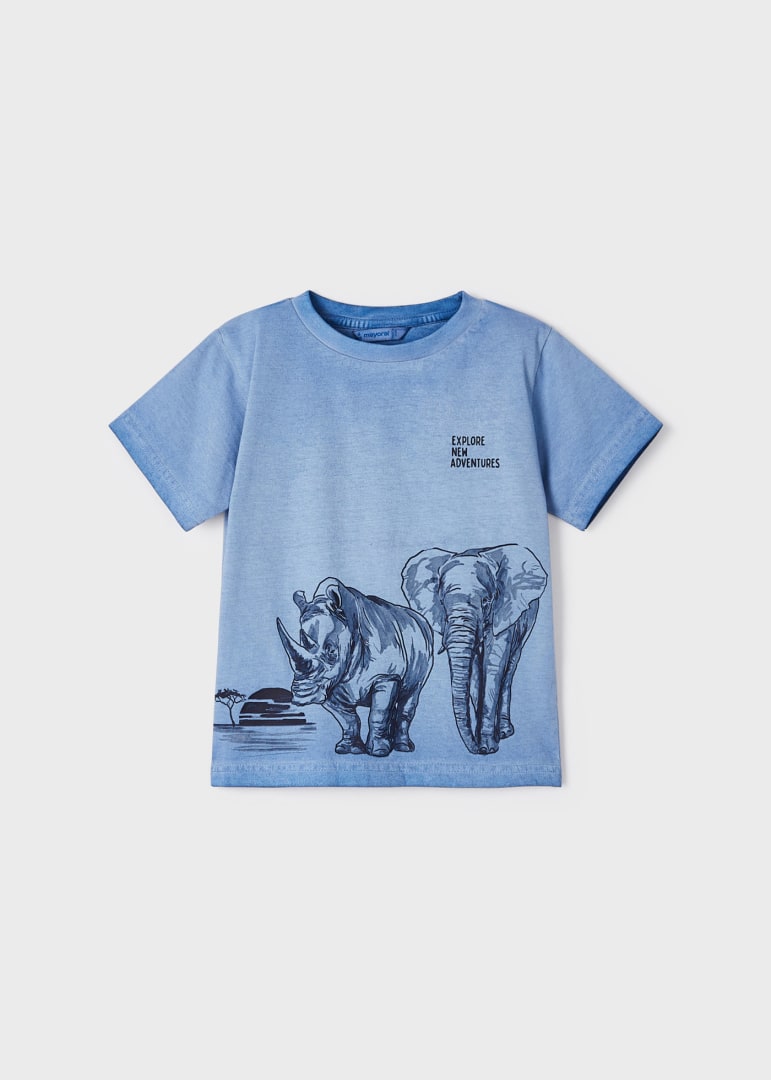 Playera de manga corta con motivo estampado para niño CELESTE SKU 3011