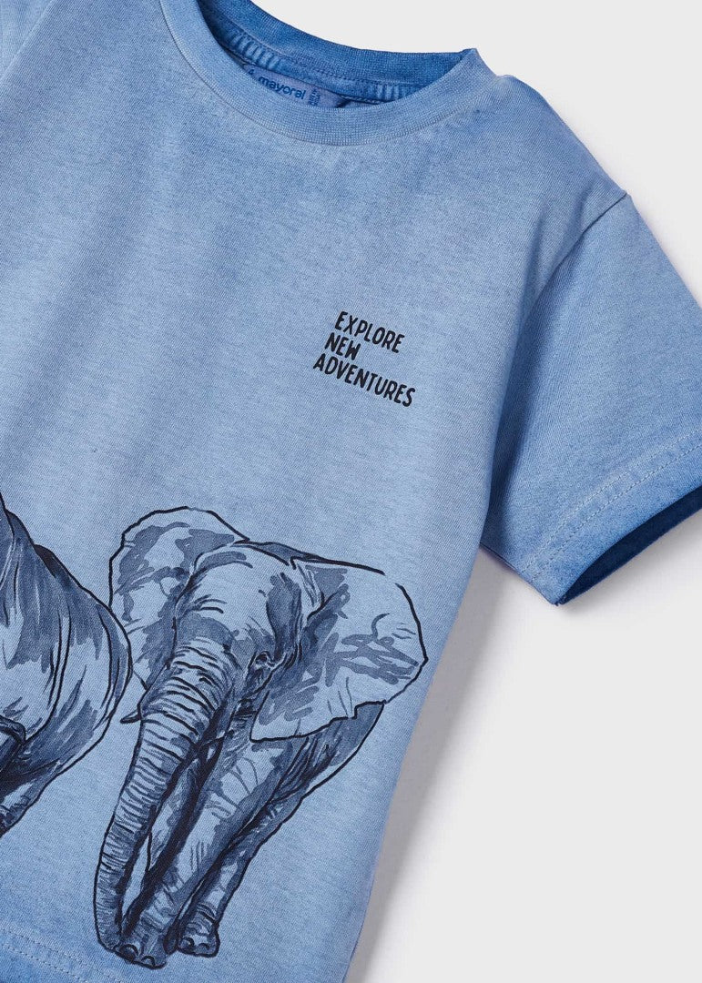 Playera de manga corta con motivo estampado para niño CELESTE SKU 3011