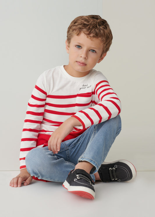 Playera de manga larga con estampado de algodón para niño MAYORAL Ref 3024/23 Nata-rojo