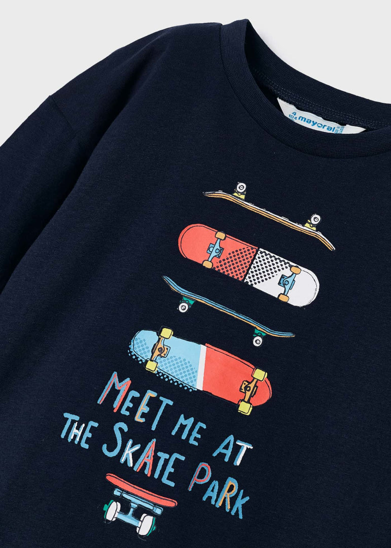 Playera de manga larga en algodón sostenible para niño MARINO SKU 3026