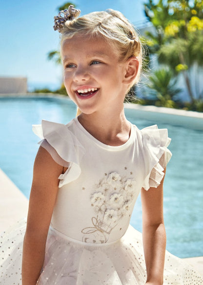 Playera manga corta con apliques de algodón para niña MAYORAL Ref. 23/3054/80 Crudo
