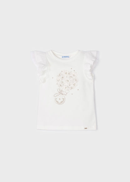 Playera manga corta con apliques de algodón para niña MAYORAL Ref. 23/3054/80 Crudo