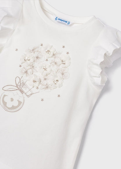 Playera manga corta con apliques de algodón para niña MAYORAL Ref. 23/3054/80 Crudo