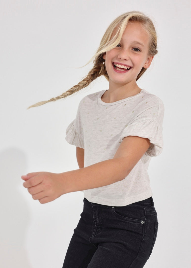 Playera manga corta con tachuelas para chica MAYORAL Ref. 23/6045/32 Lino vig