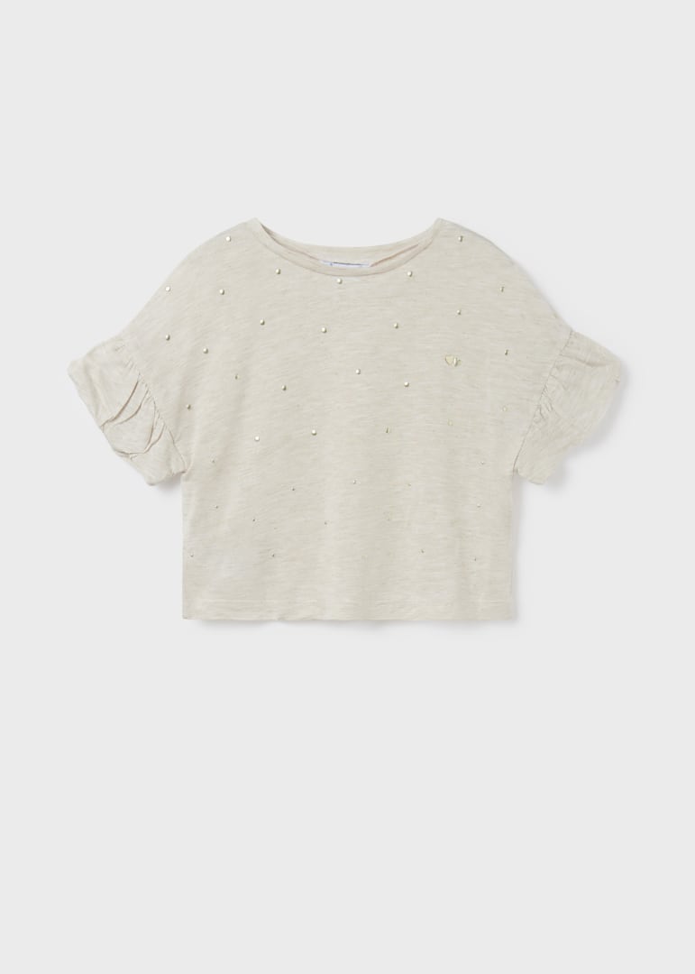 Playera manga corta con tachuelas para chica MAYORAL Ref. 23/6045/32 Lino vig