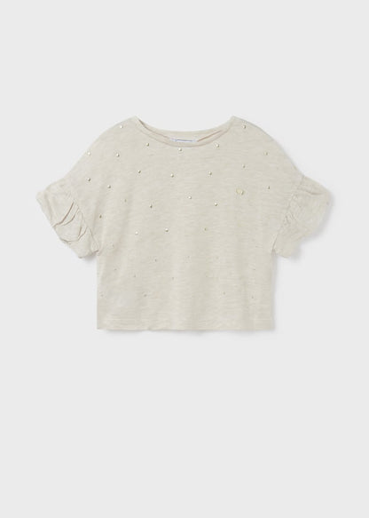 Playera manga corta con tachuelas para chica MAYORAL Ref. 23/6045/32 Lino vig