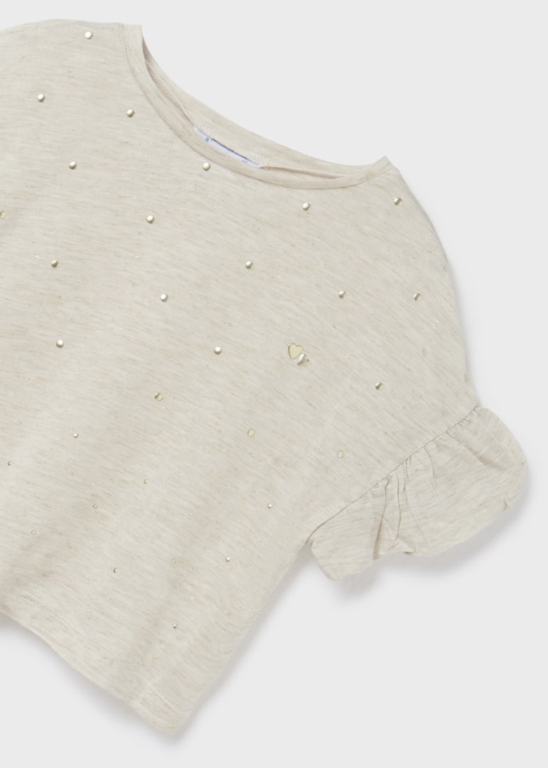 Playera manga corta con tachuelas para chica MAYORAL Ref. 23/6045/32 Lino vig