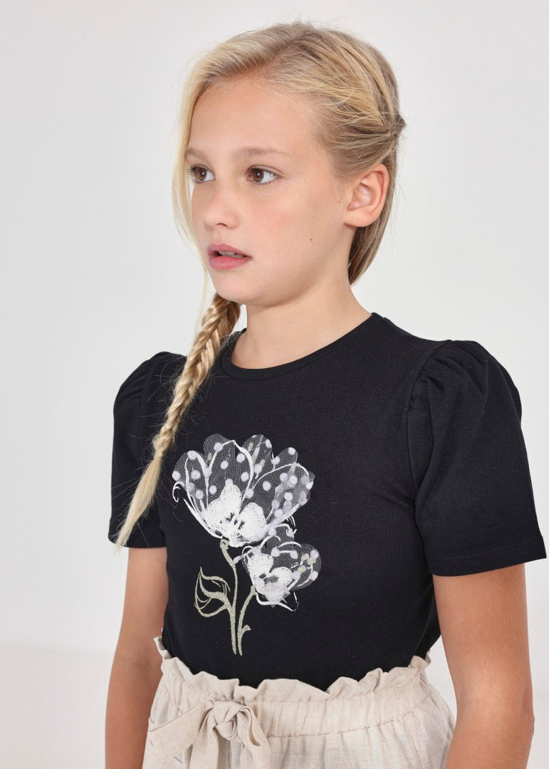 Playera manga corta de algodón sostenible para chica MAYORAL Ref. 23/6044/11 Negro