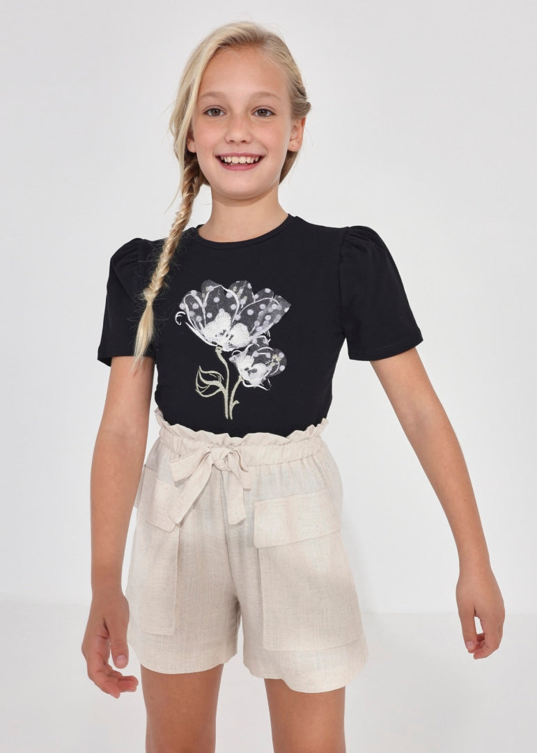 Playera manga corta de algodón sostenible para chica MAYORAL Ref. 23/6044/11 Negro
