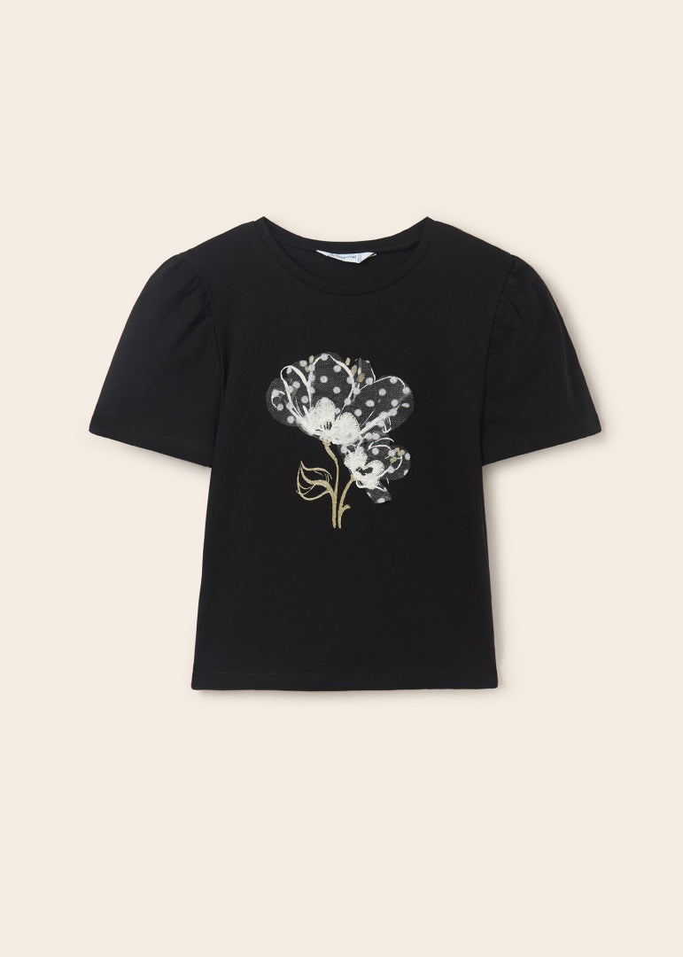 Playera manga corta de algodón sostenible para chica MAYORAL Ref. 23/6044/11 Negro