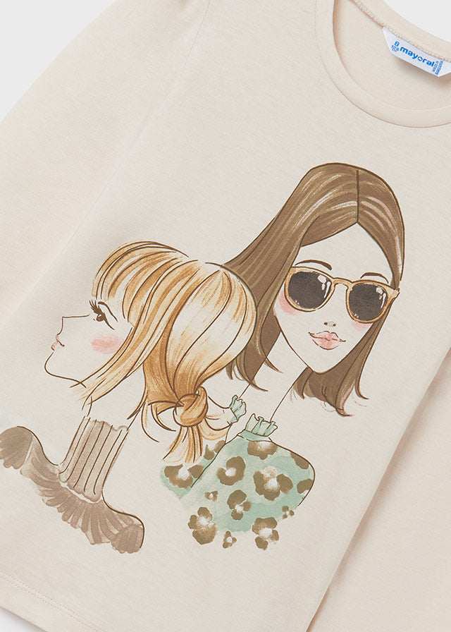 Playera manga larga con estampado niñas para chica ECOFRIENDS Art. 12-07034-080