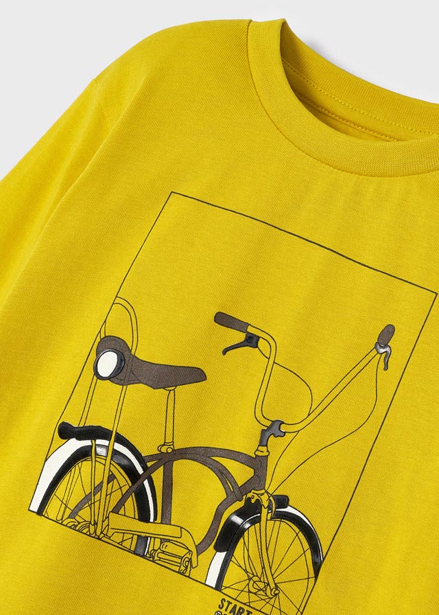 Playera manga larga con gráfica bicicleta para niño Oro SKU-4018