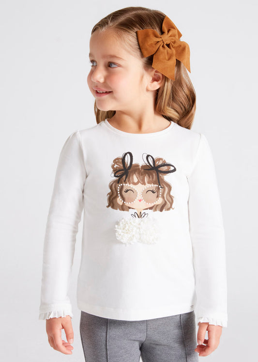 Playera manga larga con gráfica para niña ECOFRIENDS Crudo SKU-4026