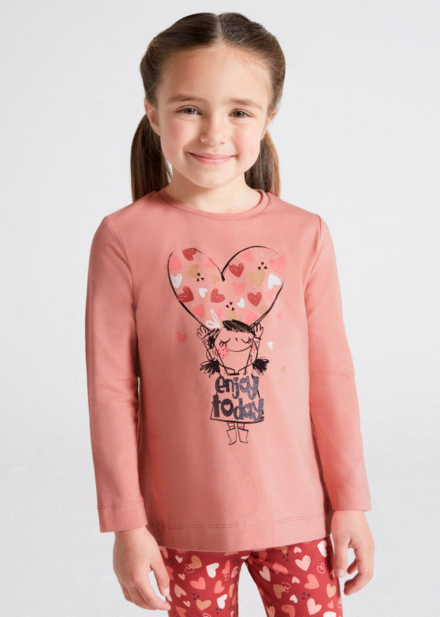 Playera manga larga con gráfica para niña ECOFRIENDS Rosado SKU-4034