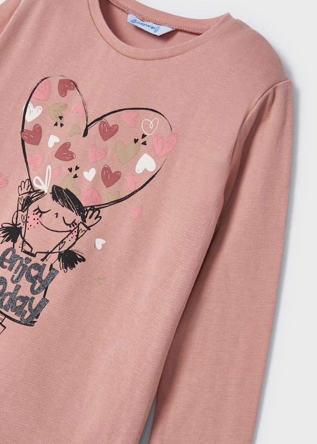 Playera manga larga con gráfica para niña ECOFRIENDS Rosado SKU-4034