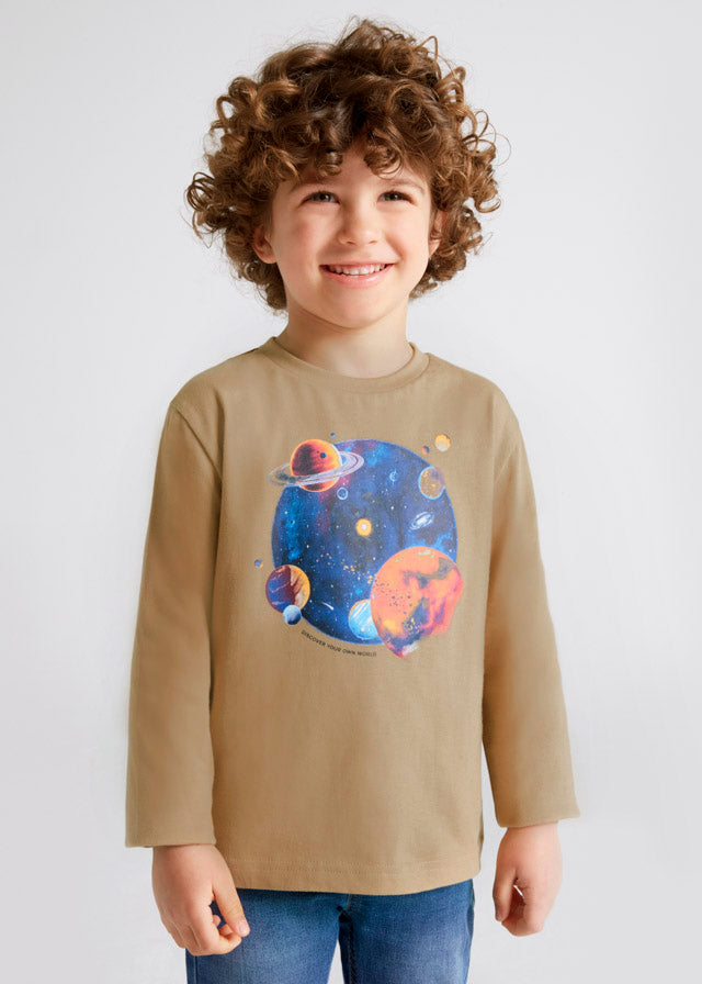 Playera manga larga con gráfica para niño ECOFRIENDS Galleta SKU-4002