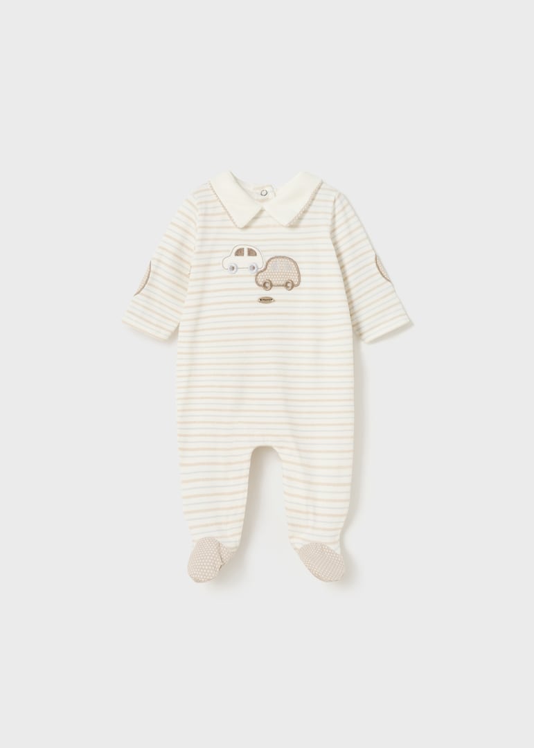Set 2 pijamas con cuello de algodón sostenible para recién nacido Art. 23-01753-069 Beige