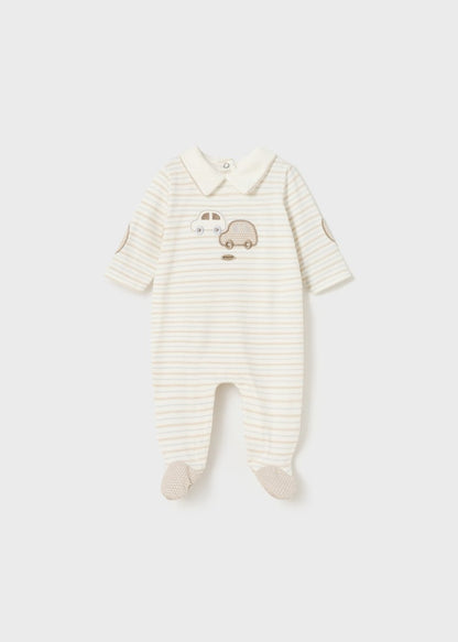 Set 2 pijamas con cuello de algodón sostenible para recién nacido Art. 23-01753-069 Beige
