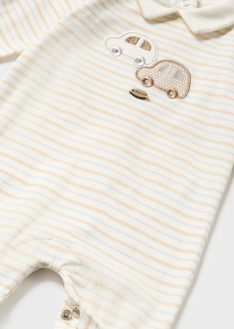 Set 2 pijamas con cuello de algodón sostenible para recién nacido Art. 23-01753-069 Beige