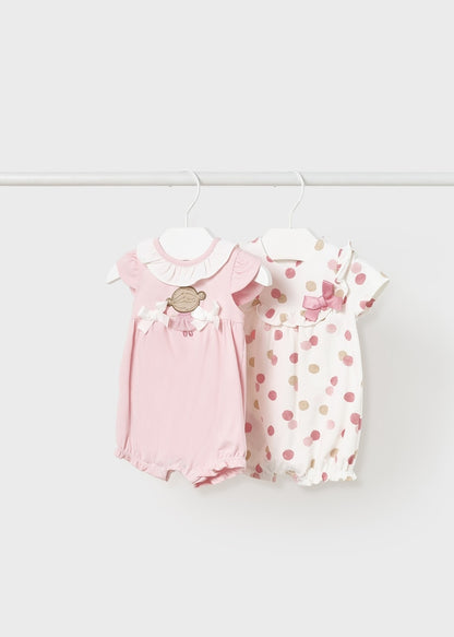 Set 2 pijamas cortas de algodón sostenible para recién nacido MAYORAL Ref. 23/1737/65 Rosa baby