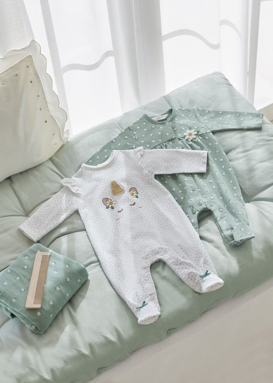 Set 2 pijamas estampados de algodón sostenible para recién nacido MAYORAL Ref. 23/1740/64 Aqua