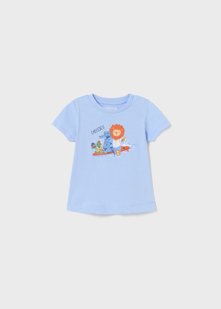 Set 2 playeras manga corta de algodón sostenible para bebé Art. 23-01021-020 Celeste