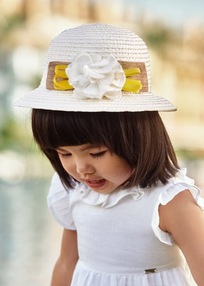 Sombrero con aplique floral para bebé Art. 23-10433-033 Color Blanco
