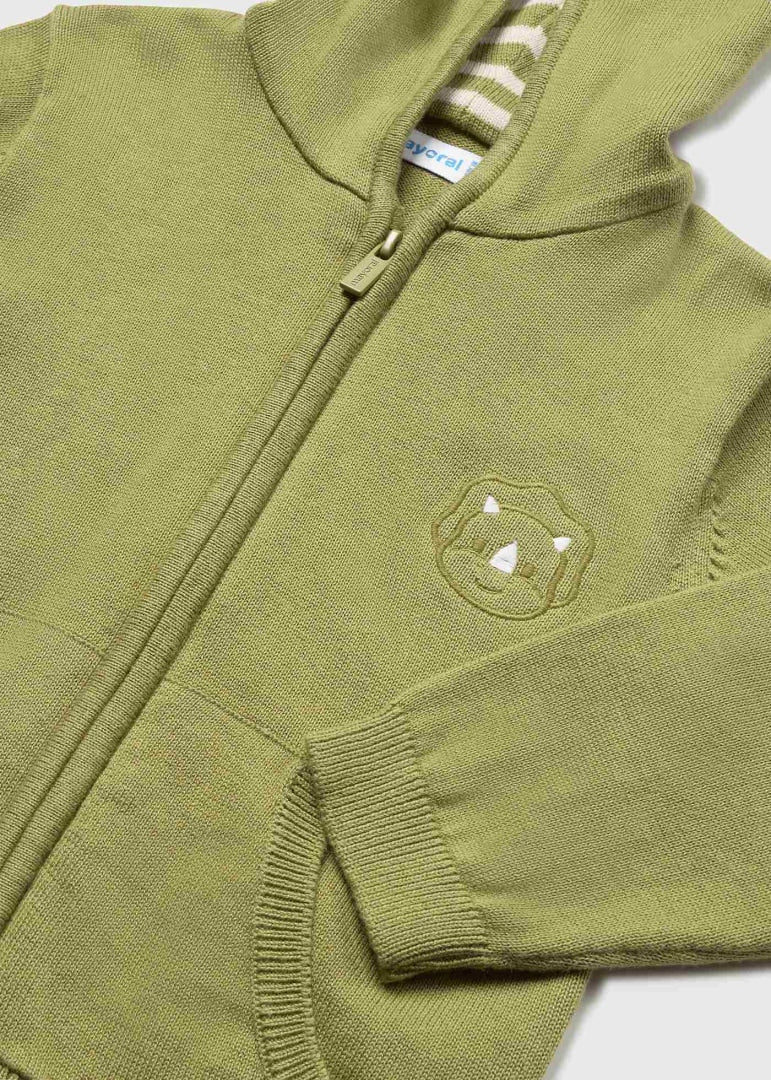 Sudadera con capucha y cremallera de algodón sostenible para bebé Art. 23-01375-092 Verde Jungla