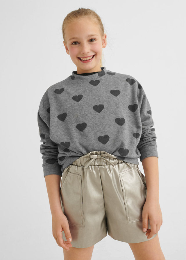 Sudadera con corazones para chica MAYORAL Ref. 12/7474/37 Acero vig